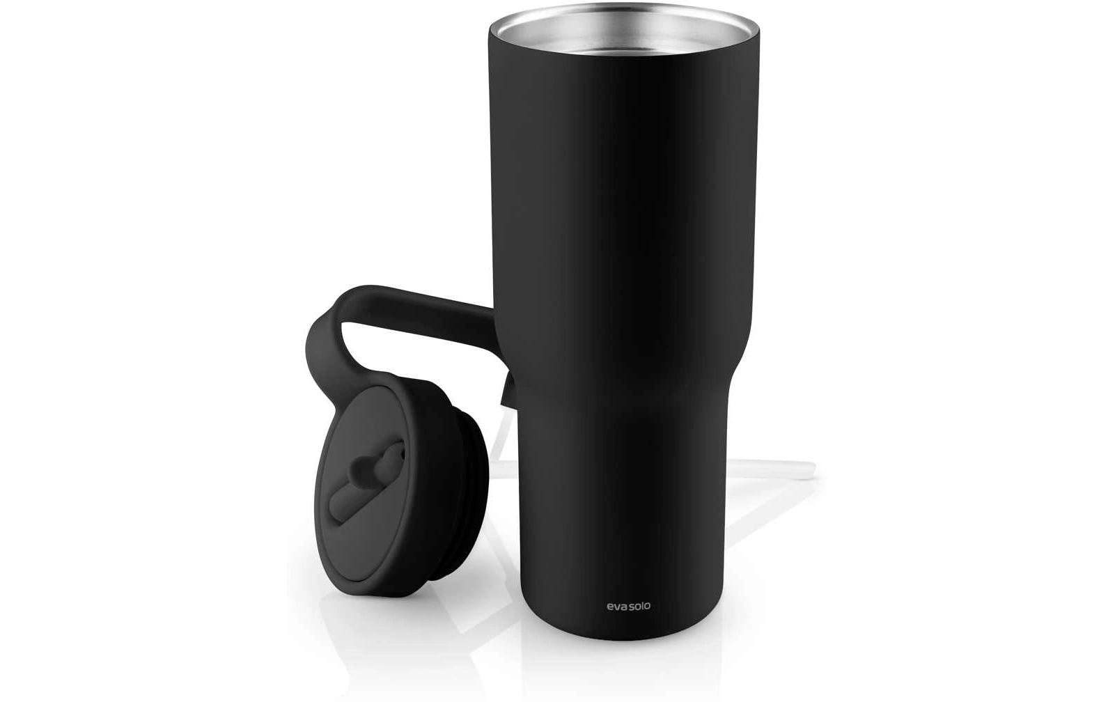 Travel mug, Kaffeebecher, Schwarz, Isoliert, Deckel enthalten