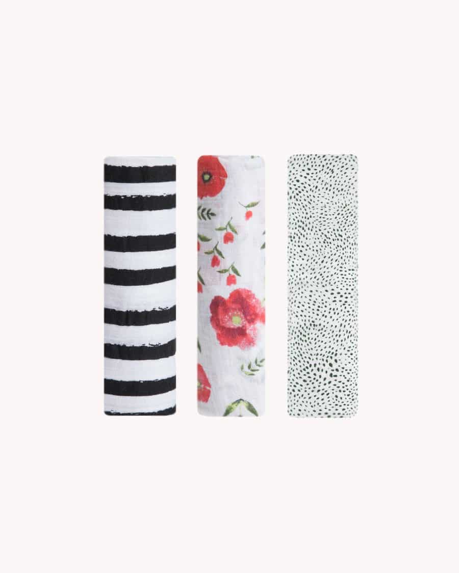 Cotton Muslin Swaddle 3 Pack - Summer Poppy