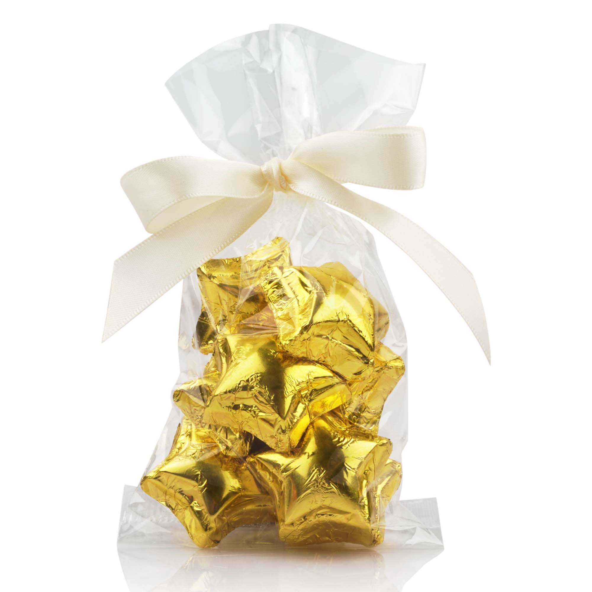 Schokoladensternli gefüllt Gold im Säckli 8 Stk, 88g