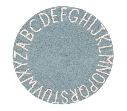 Rug Round ABC Vintage Blue-Natural