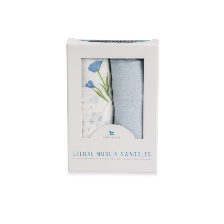 Deluxe Muslin Swaddle 2 Pack - Blue Windflower