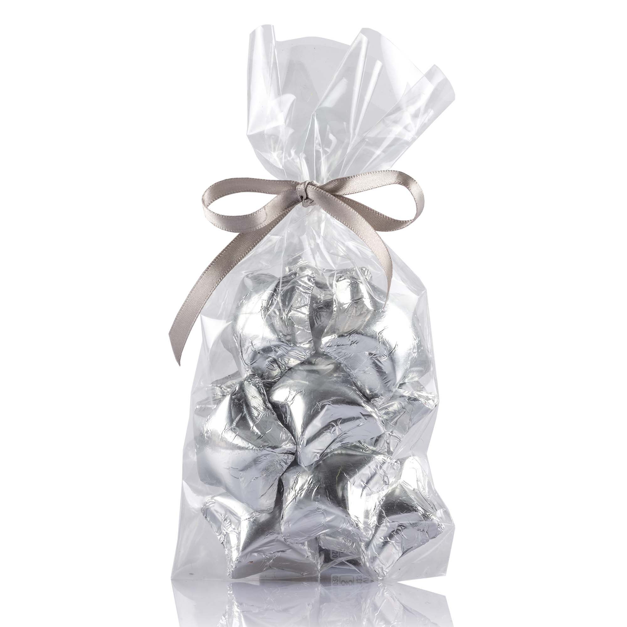 Schokoladensternli gefüllt Silber im Säckli 10 Stk, 110g
