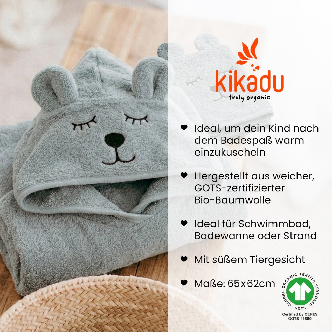 BABYTUCH, BIO-BABYTUCH, GOTS, Baumwolle, Kinderbadetuch