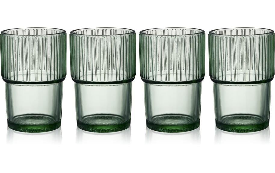 Gläser, Whiskyglas, Grün, Rillenmuster, 4er-Set