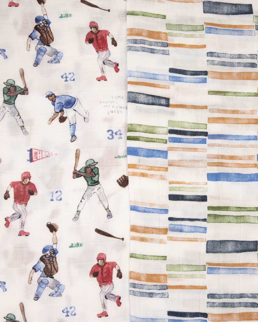 Deluxe Muslin Swaddle 2 Pack - Home Run Deluxe Muslin Swaddle 2 Pack - Home Run