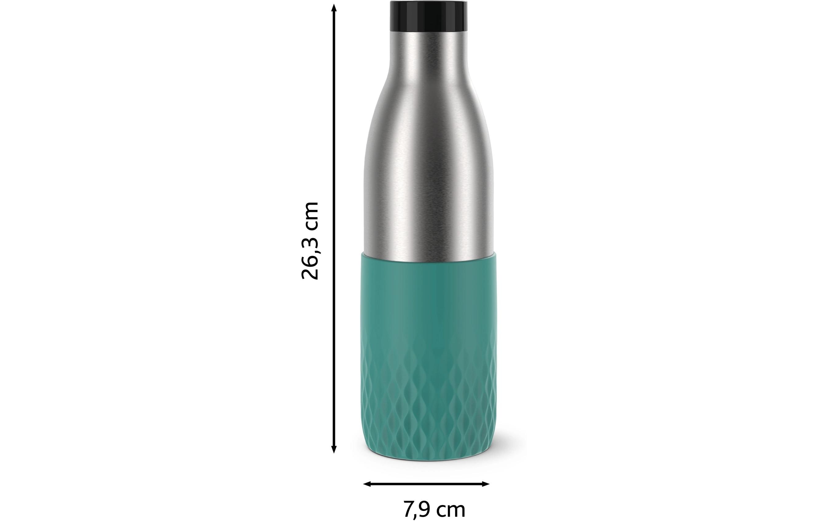 Trinkflasche, Thermos, Edelstahl, Grün, geriffelt