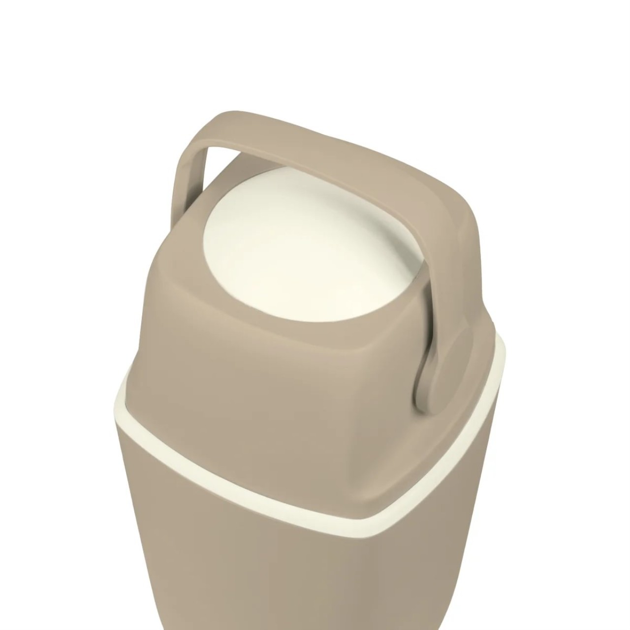 tumbler, reisemug, isoliert, beige, deckelgriff