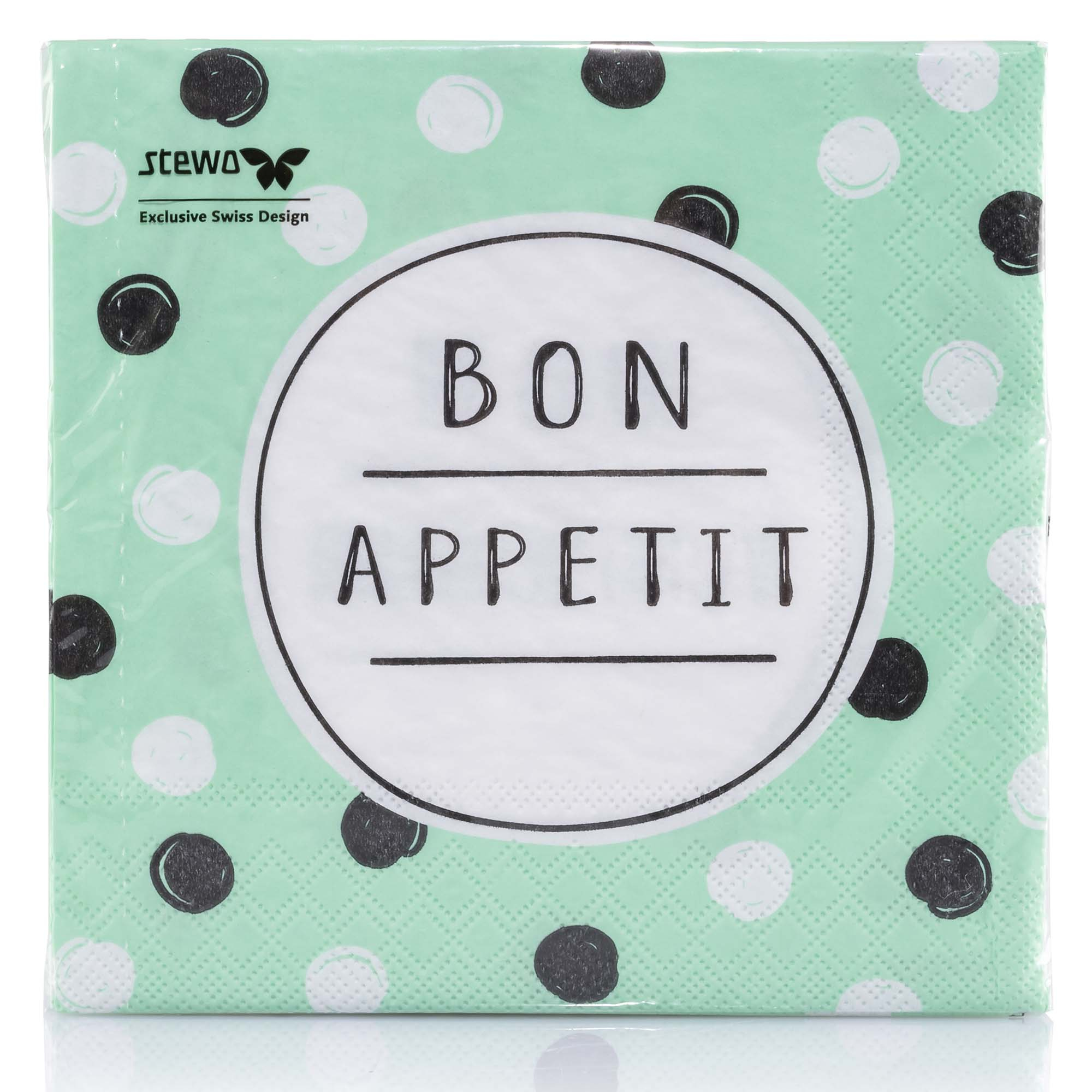 Serviette Levi "Bon Appetit" grün, 20Stk.