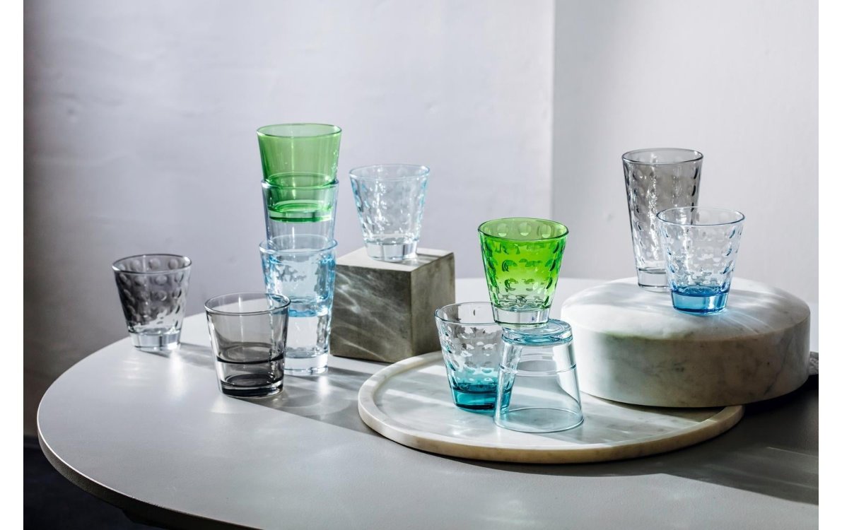Geniesse mit Leonardo Trinkglas Optic Pastell, 215ml, stilvoll trinken!