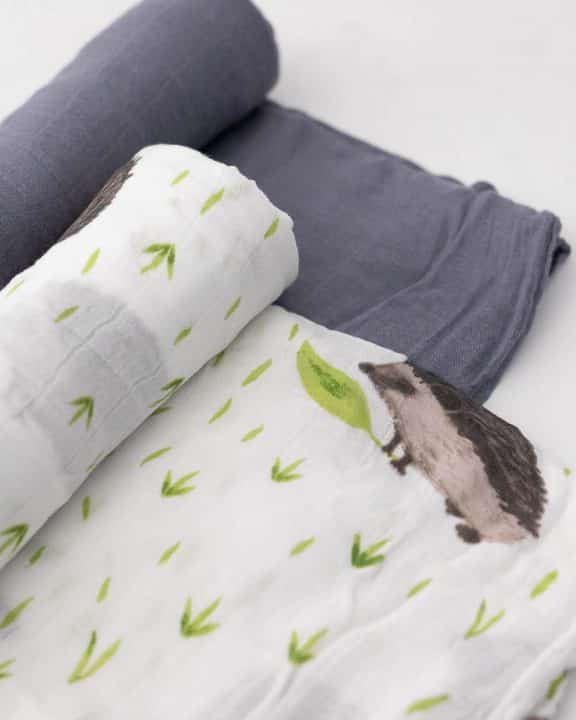 Deluxe Muslin Swaddle 2 Pack - Charcoal Hedgehog Deluxe Muslin Swaddle 2 Pack - Charcoal Hedgehog