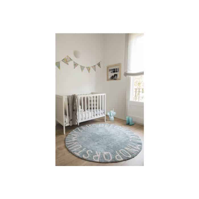 Rug Round ABC Vintage Blue-Natural