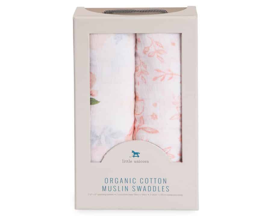 Organic Cotton Muslin Swaddle 2 Pack - Watercolor Rose