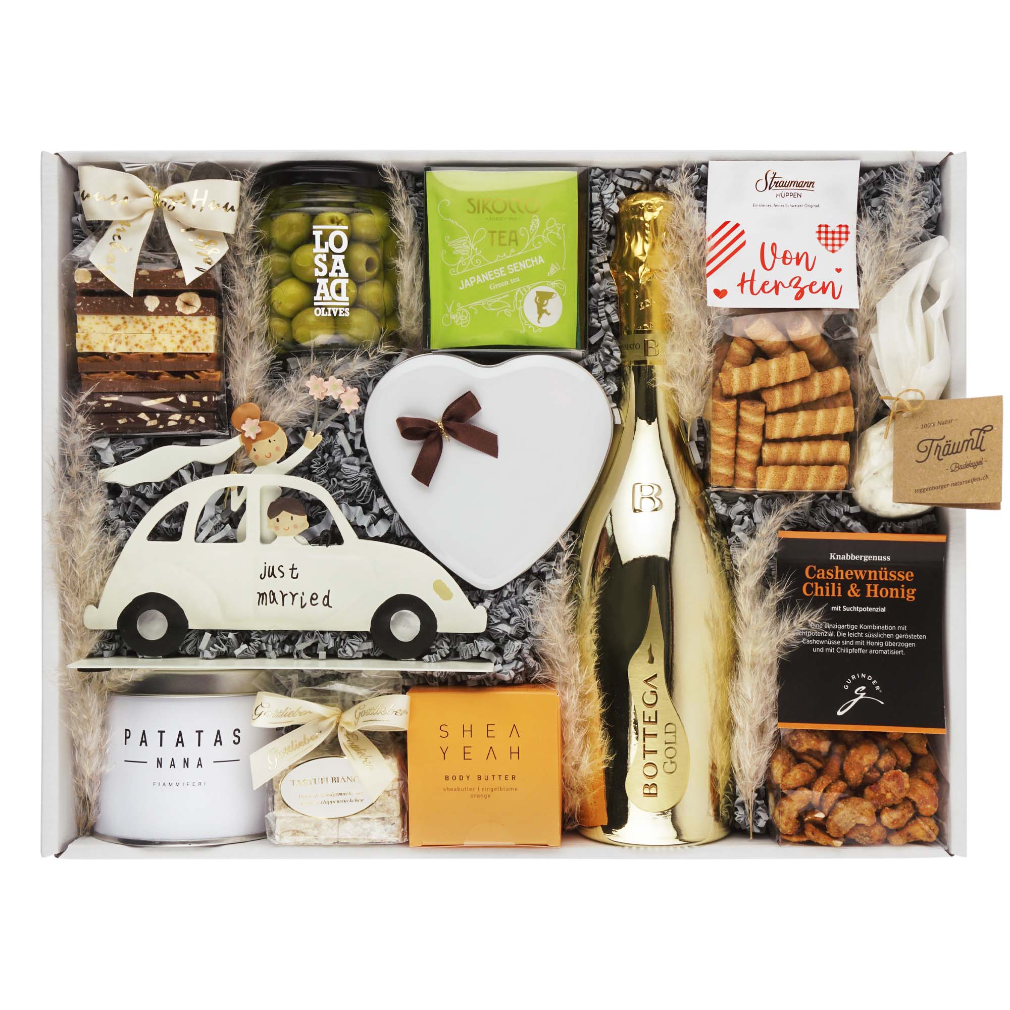Geschenkkorb Hochzeit "Just Married" (Alkoholhaltig)