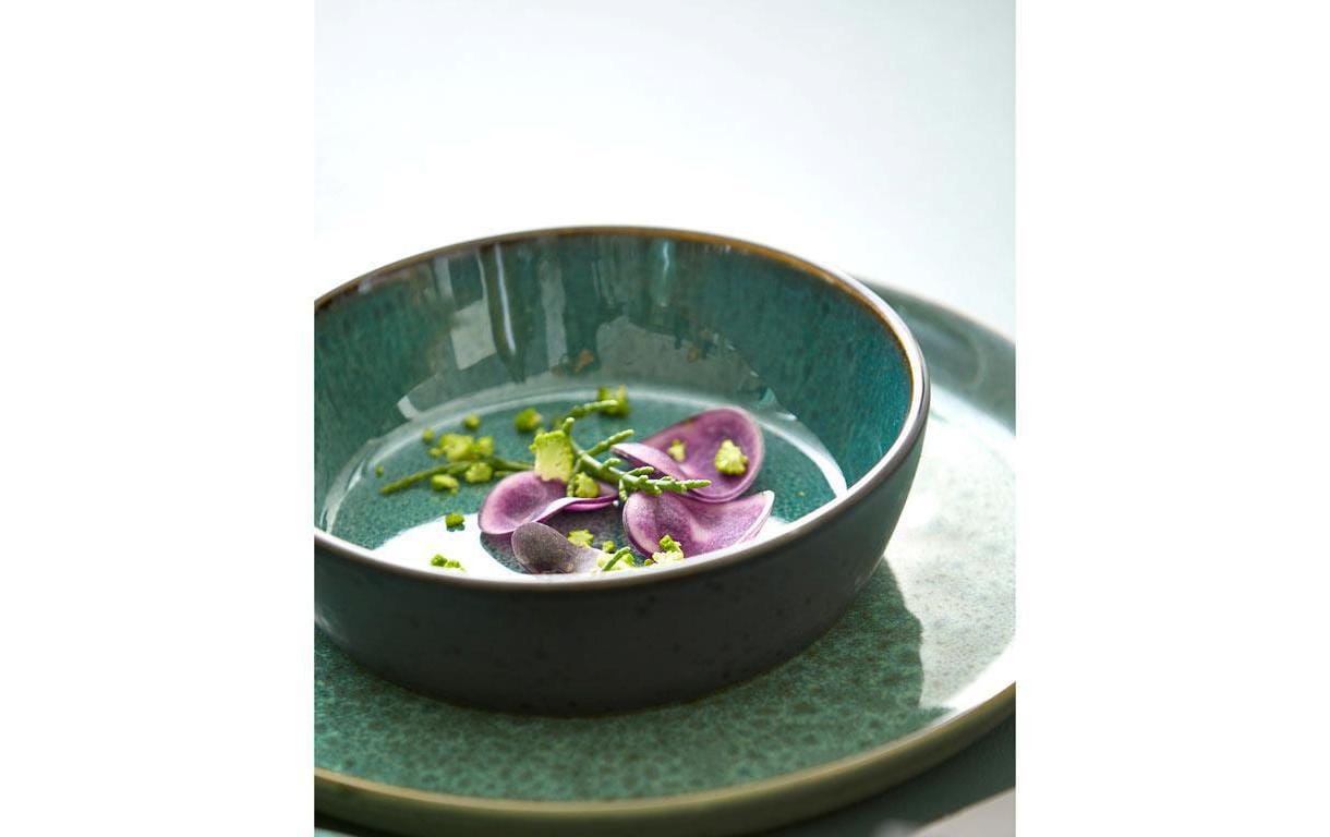 Schüssel, Pasteteller, Gericht, Grüner Teller, Rosenquarz-Vorspeise