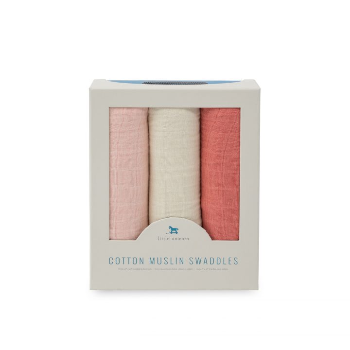 Cotton Muslin Swaddle 3 Pack - Rose Petal