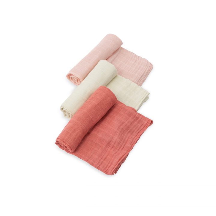 Cotton Muslin Swaddle 3 Pack - Rose Petal