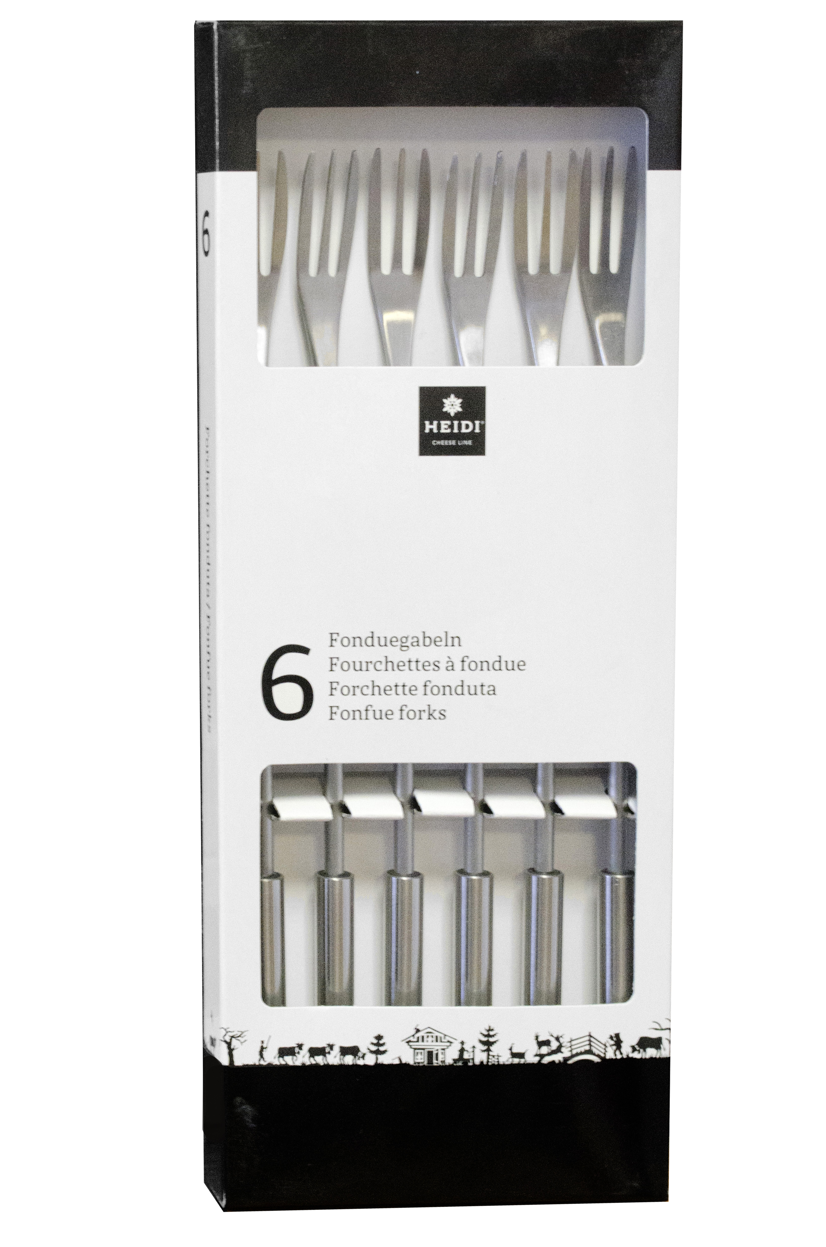 Garnitur 6 Fonduegabeln Griff Chromstahl matt Garnitur 6 Fonduegabeln Griff Chromstahl matt