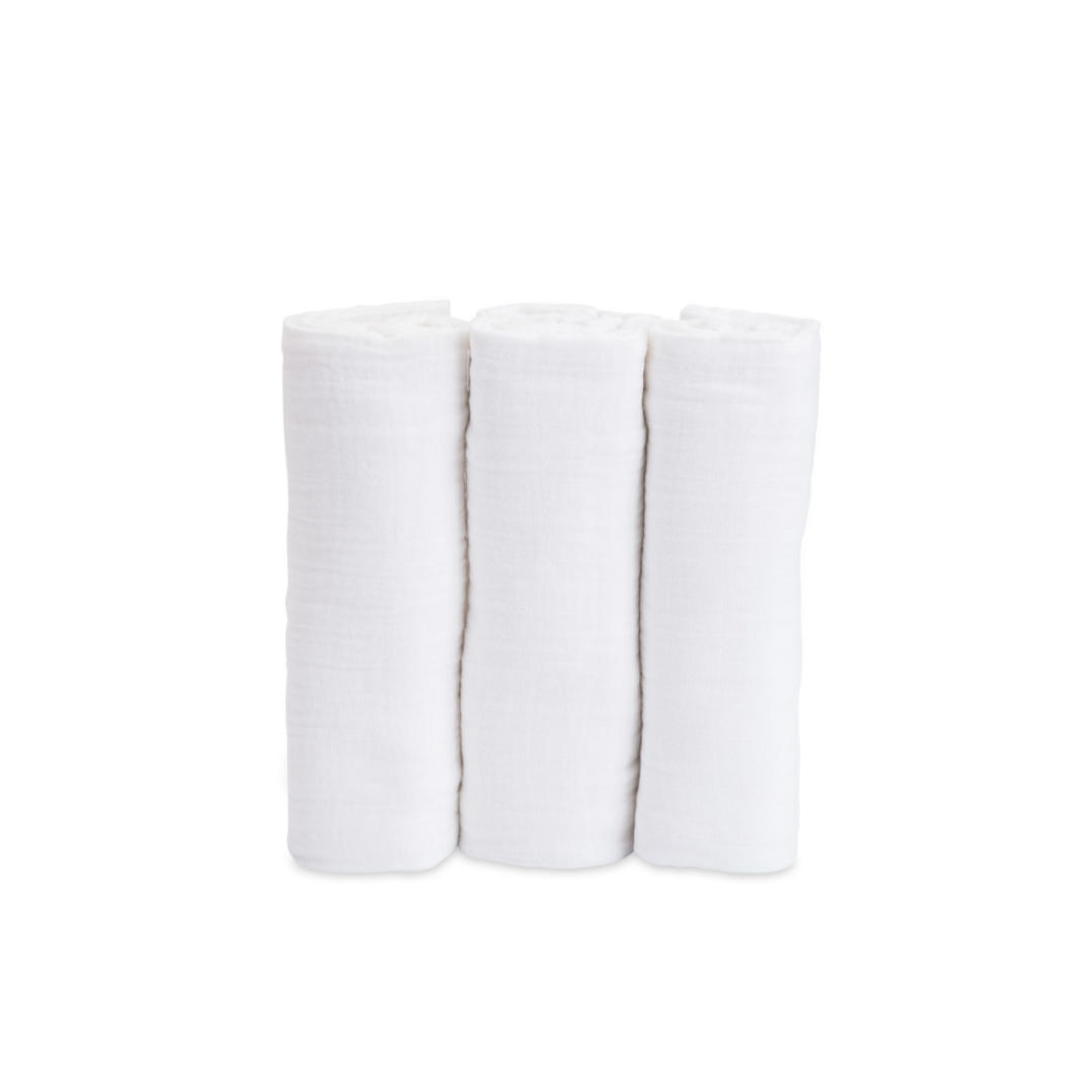 Cotton Muslin Swaddle 3 Pack - White