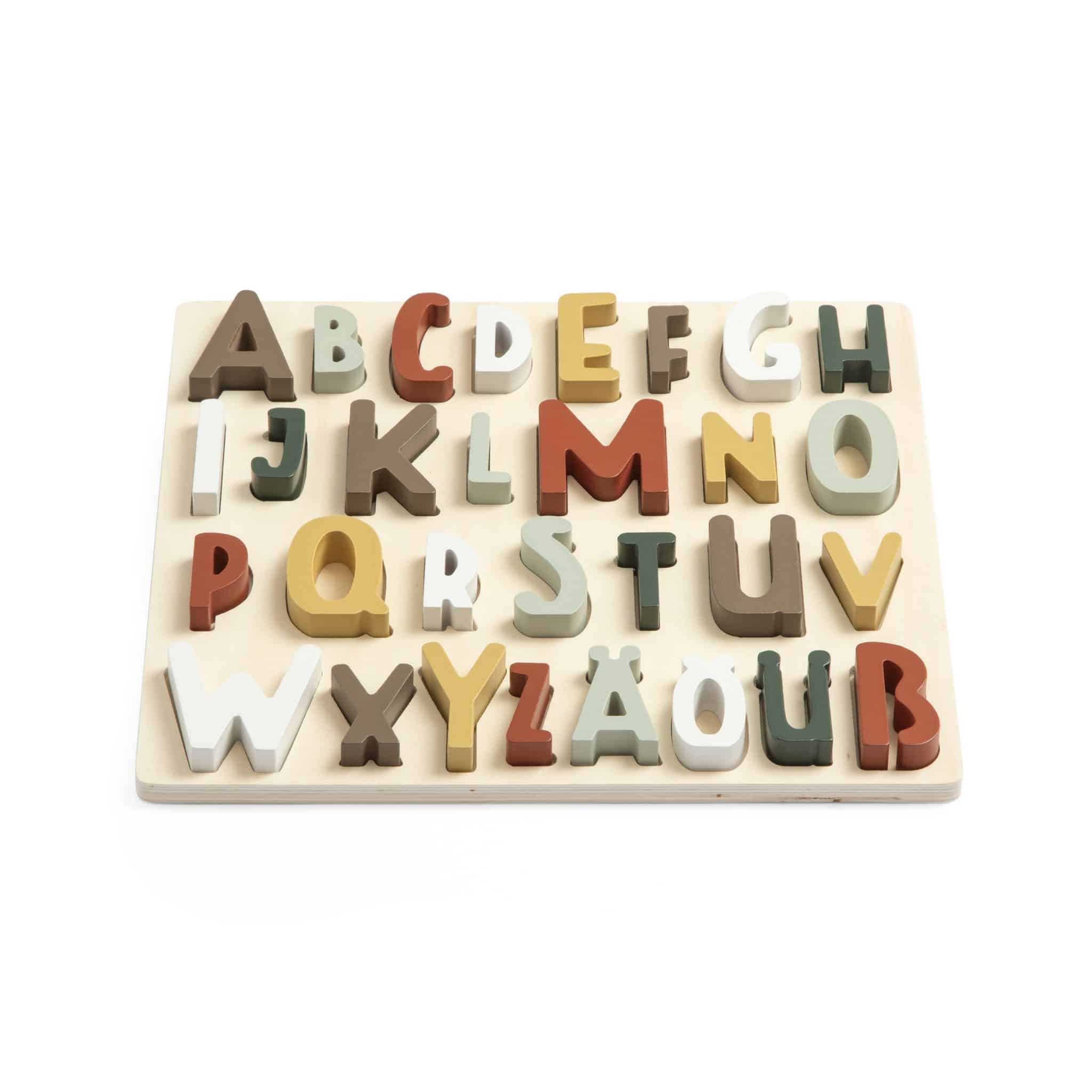 Puzzle aus Holz, Deutsche ABC, mixed colours