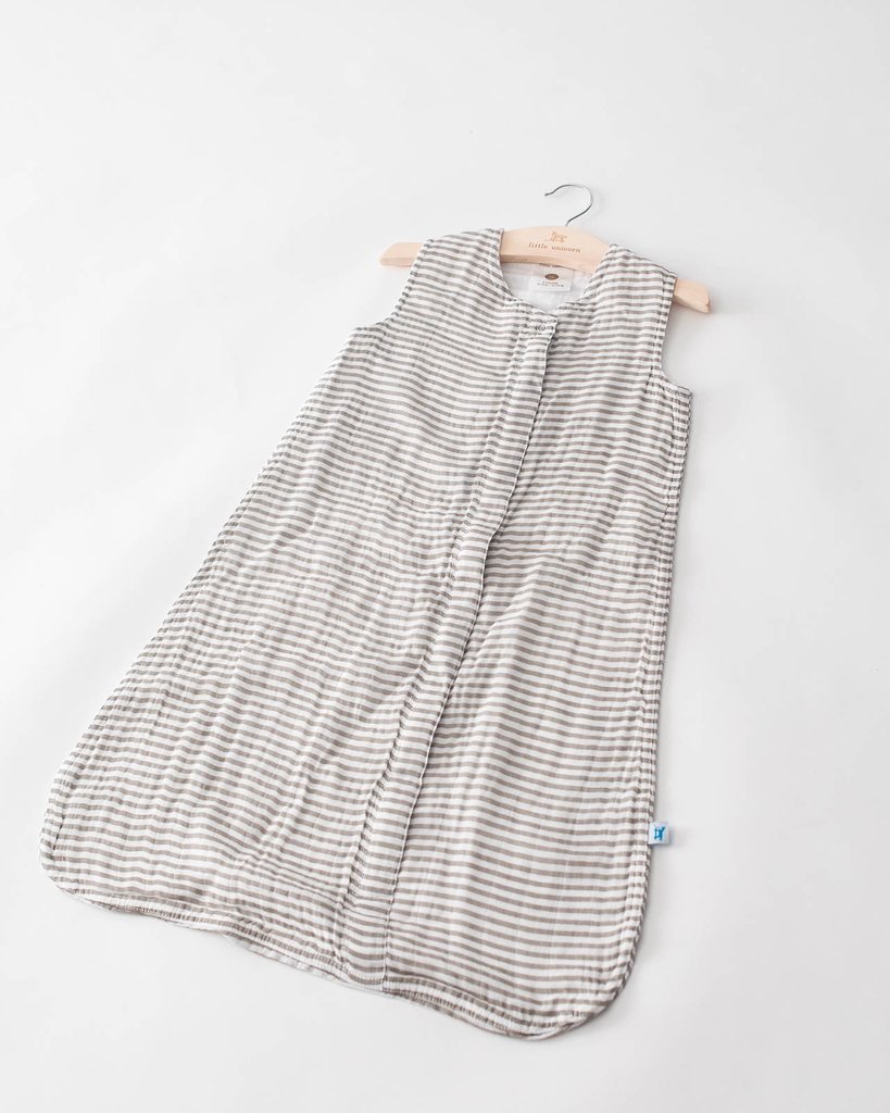 Cotton Muslin Sleeping Bag Gr. L - Grey Stripes Cotton Muslin Sleeping Bag Gr. L - Grey Stripes
