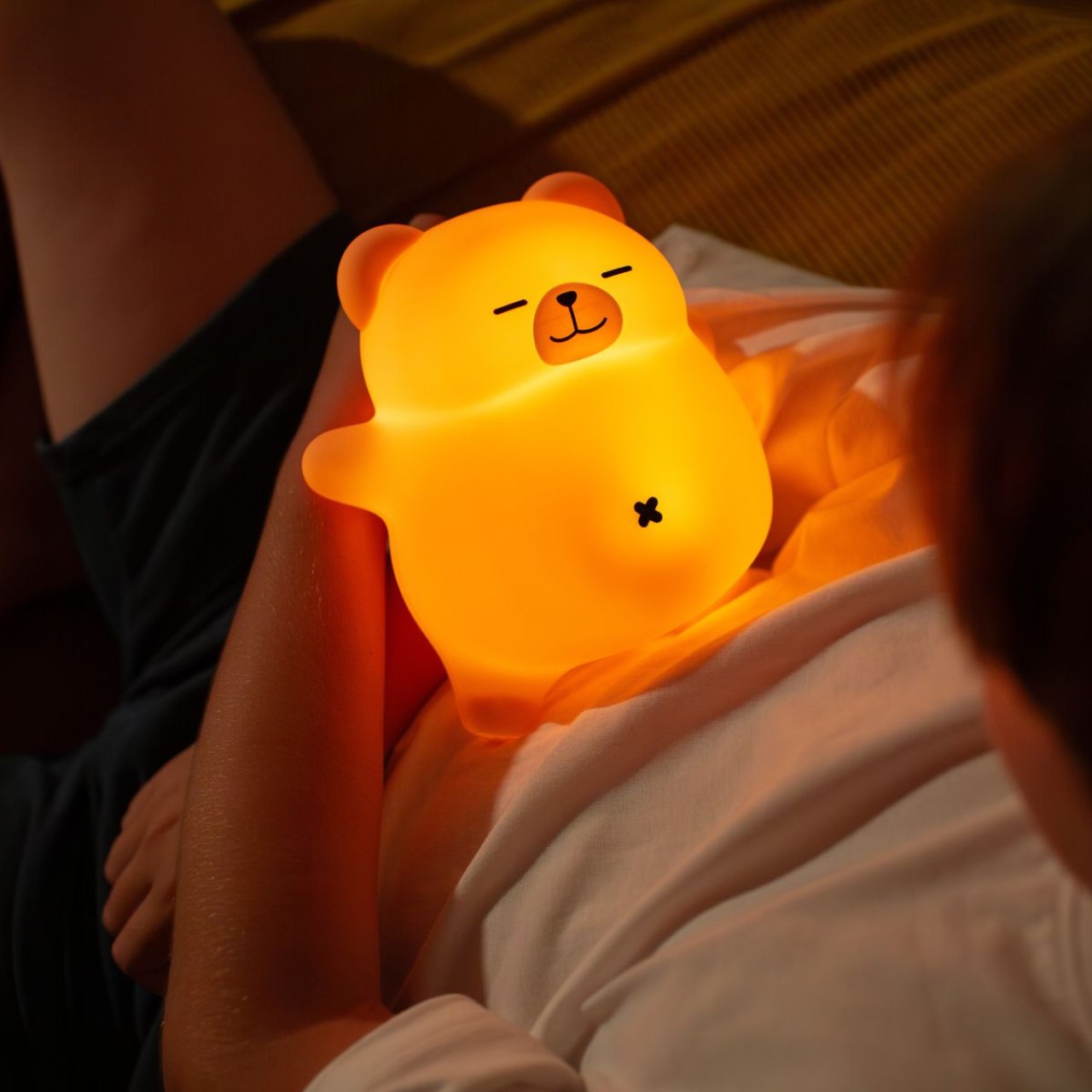 Nachtlicht, Mini-Lampe, Bär-Form, Oranges Gelb, Kleines Licht
