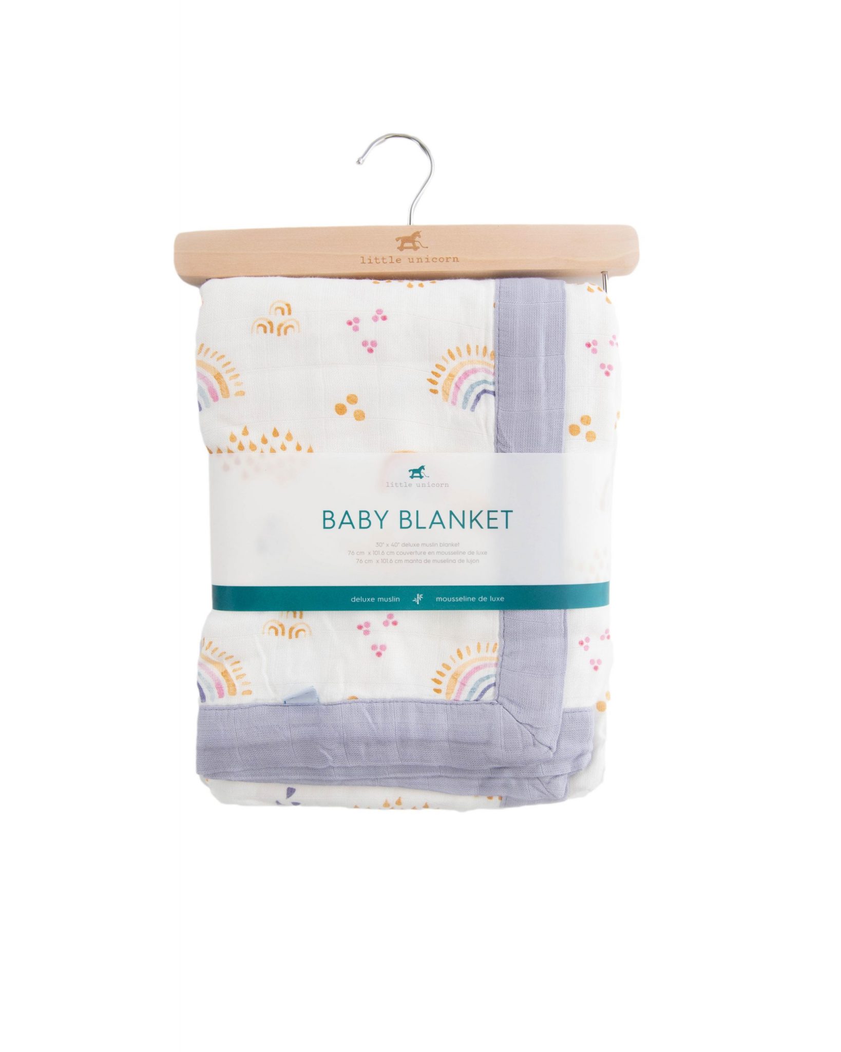 Deluxe Muslin Baby Blanket - Rainbows & Raindrops