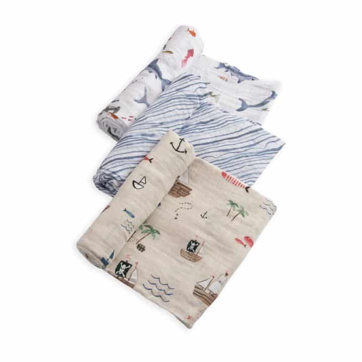Cotton Muslin Swaddle 3 Pack - Shark Cotton Muslin Swaddle 3 Pack - Shark