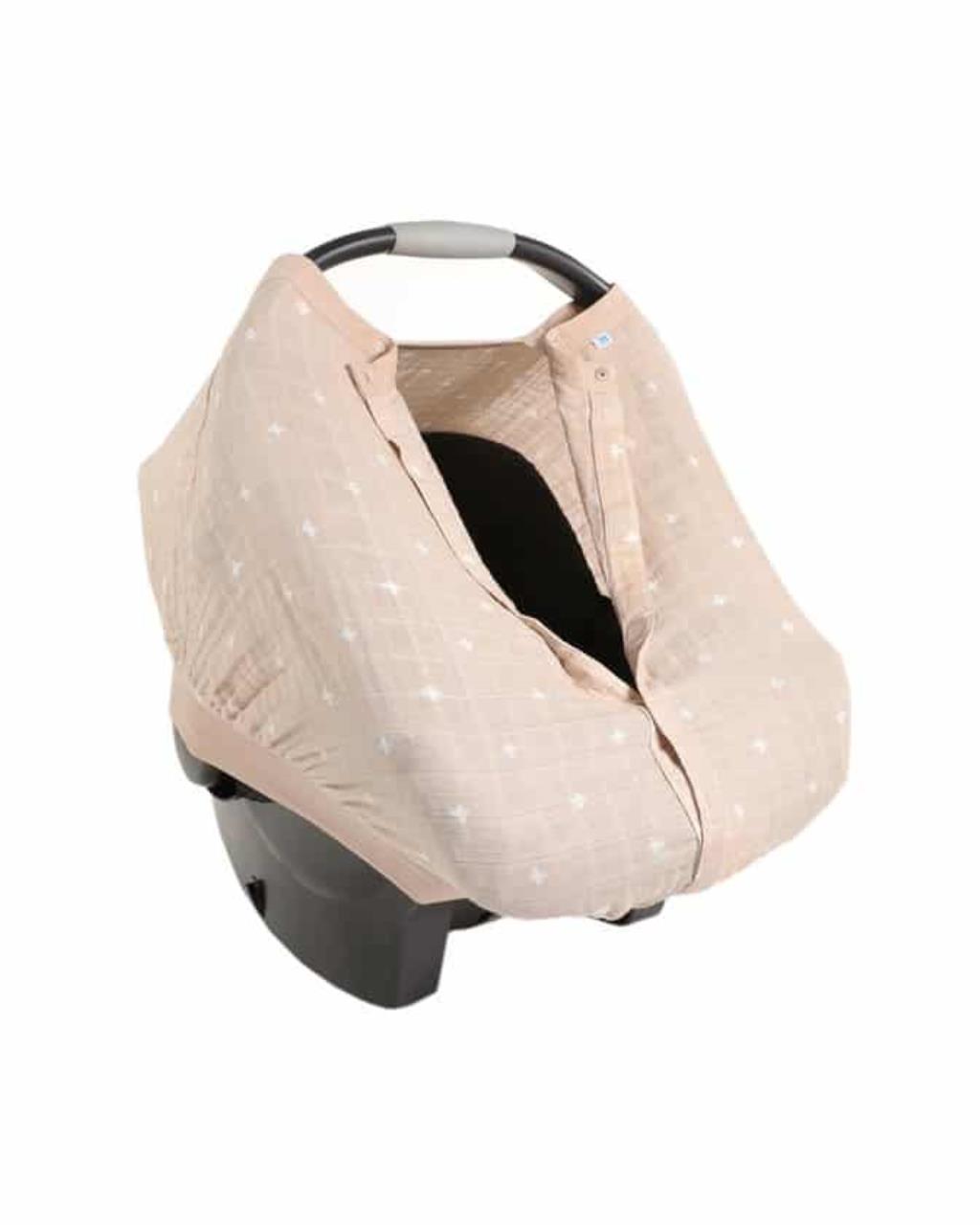 Baumwoll-Muslin Sonnendach Taupe Cross