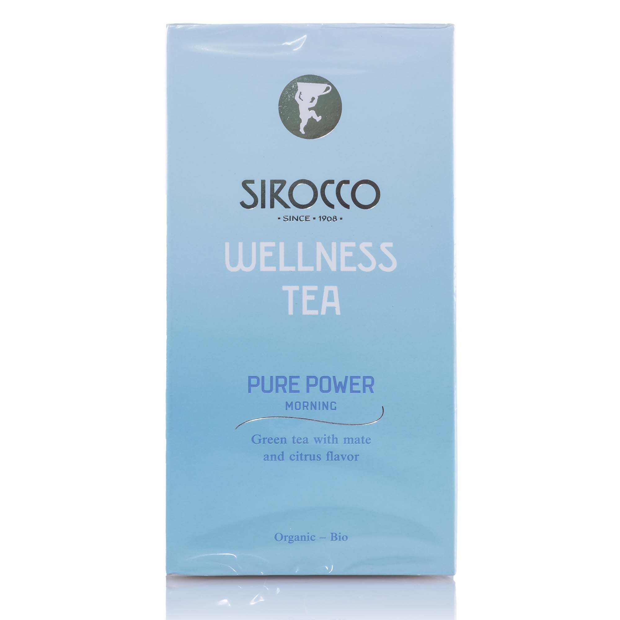 Bio-Grüntee mit Mate und Zitrusaromen "Wellness Tea Pure Power" 20 Sachets à 2,5g