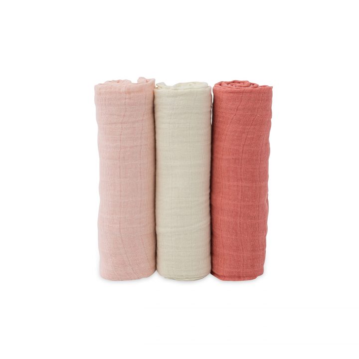 Cotton Muslin Swaddle 3 Pack - Rose Petal