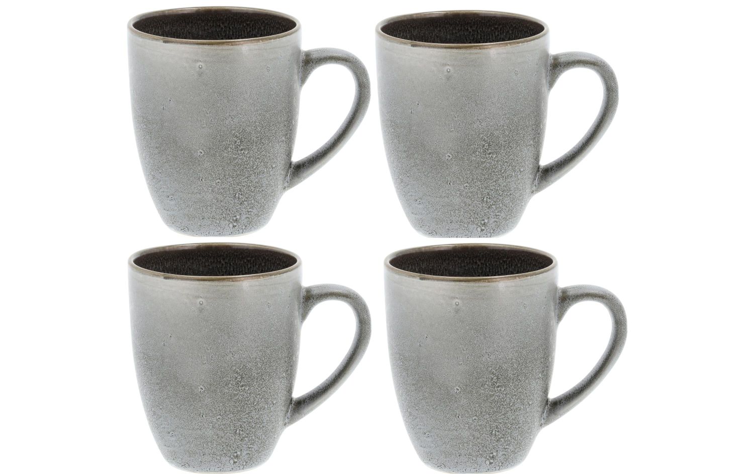 Tassen, Becher, Keramik, Grau, 4er-Set