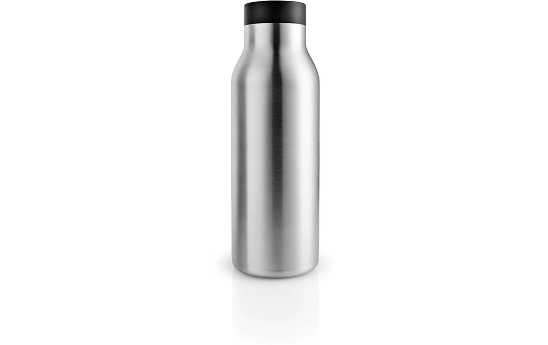 Edelstahlflasche, Wasserflasche, Schlanke Flasche, Metallflasche, Schwarzer Deckel, stahlflasche, trinkflasche, aluminium, einfarbig, kapazität