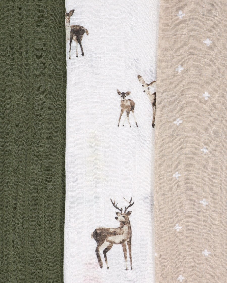 Cotton Muslin Swaddle 3 Pack - Oh Deer! Cotton Muslin Swaddle 3 Pack - Oh Deer!