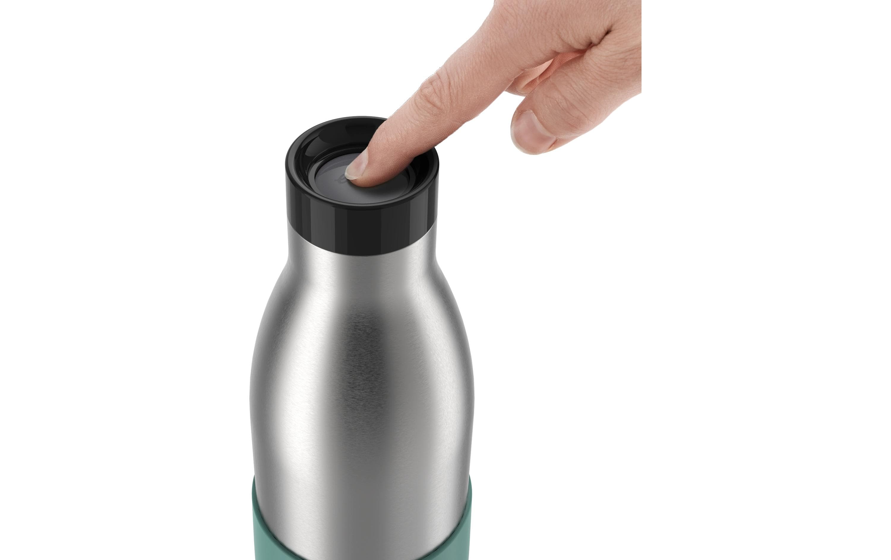 Trinkflasche, Stahl, Edelstahl, Druckknopf, Lüftung