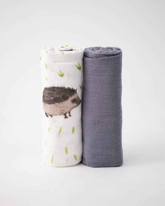 Deluxe Muslin Swaddle 2 Pack - Charcoal Hedgehog