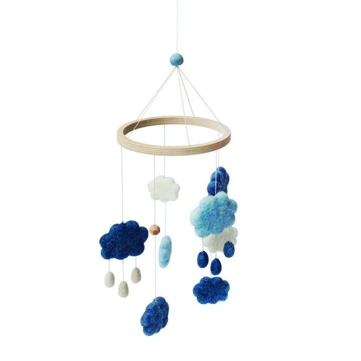 Filz-Babymobile, Wolken, denim blue