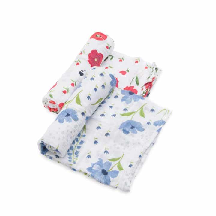 Organic Cotton Muslin Swaddle 2 Pack - Summer Poppy Organic Cotton Muslin Swaddle 2 Pack - Summer Poppy