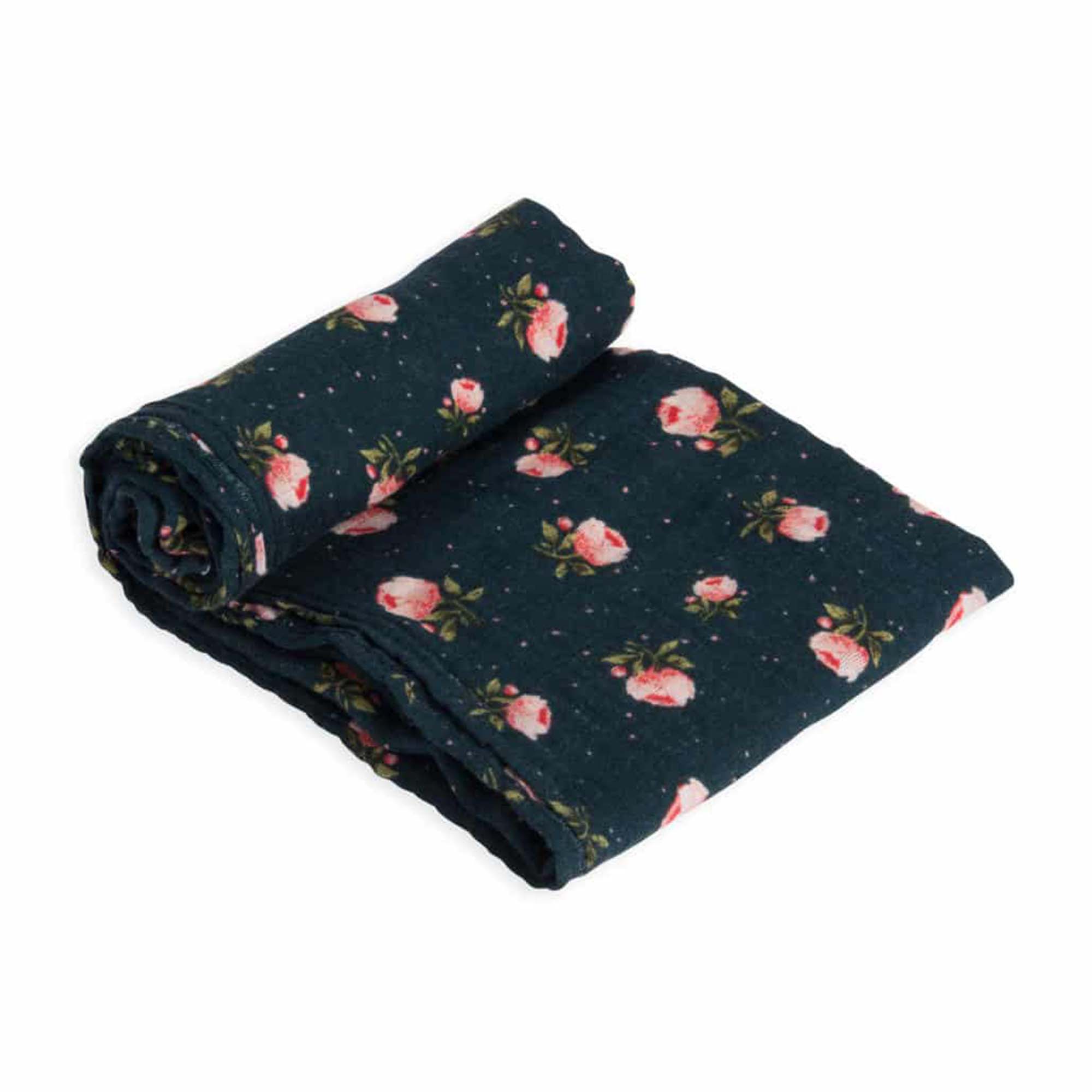 Cotton Muslin Swaddle Single – Midnight Rose