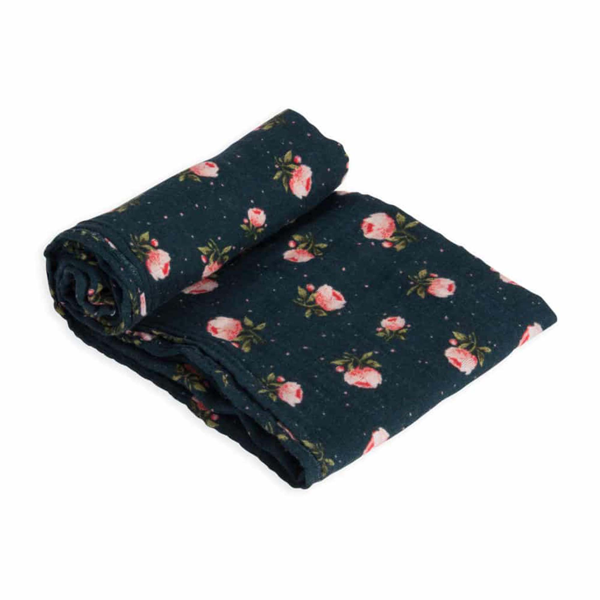 Cotton Muslin Swaddle Single – Midnight Rose Cotton Muslin Swaddle Single – Midnight Rose