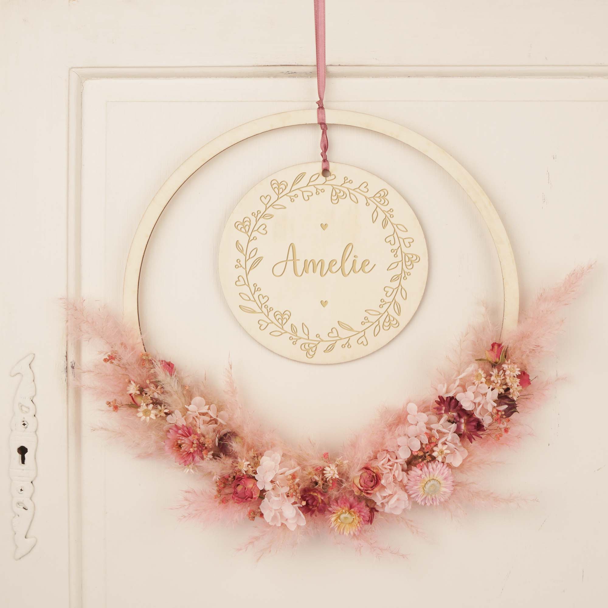 Flower Loop Baby "Name", rosa