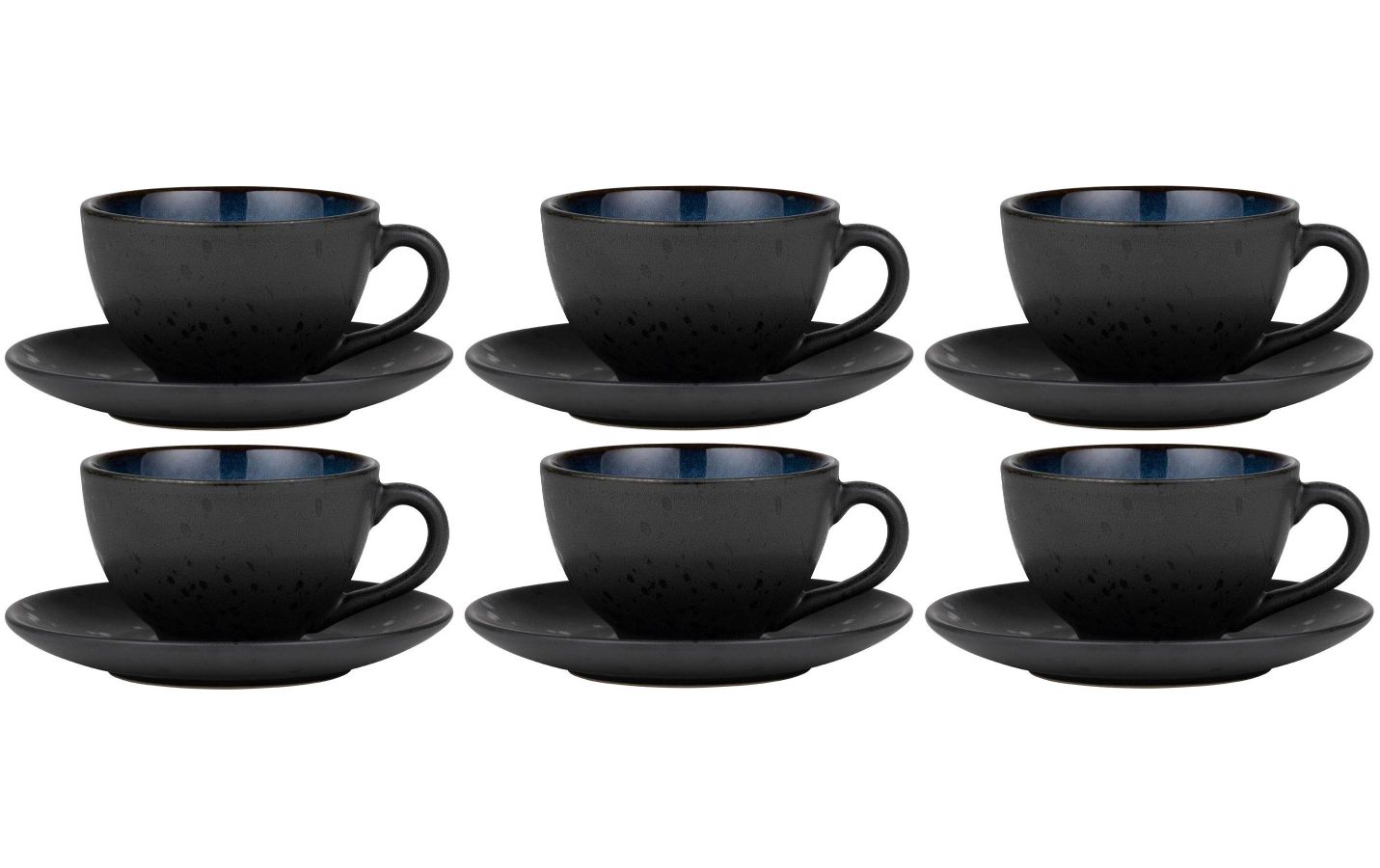 Kaffeetasse, Tassen-Set, dunkelgrau, Keramik, mehrfarbig
