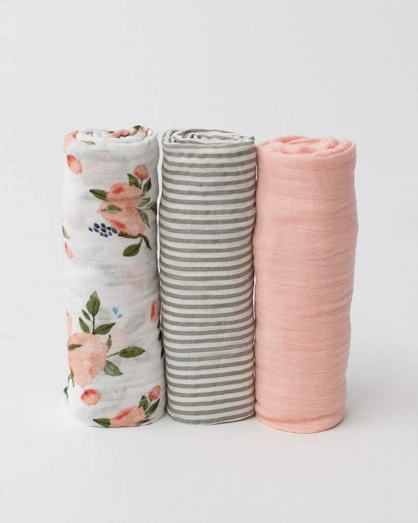 Cotton Muslin Swaddle 3 Pack - Watercolor Roses