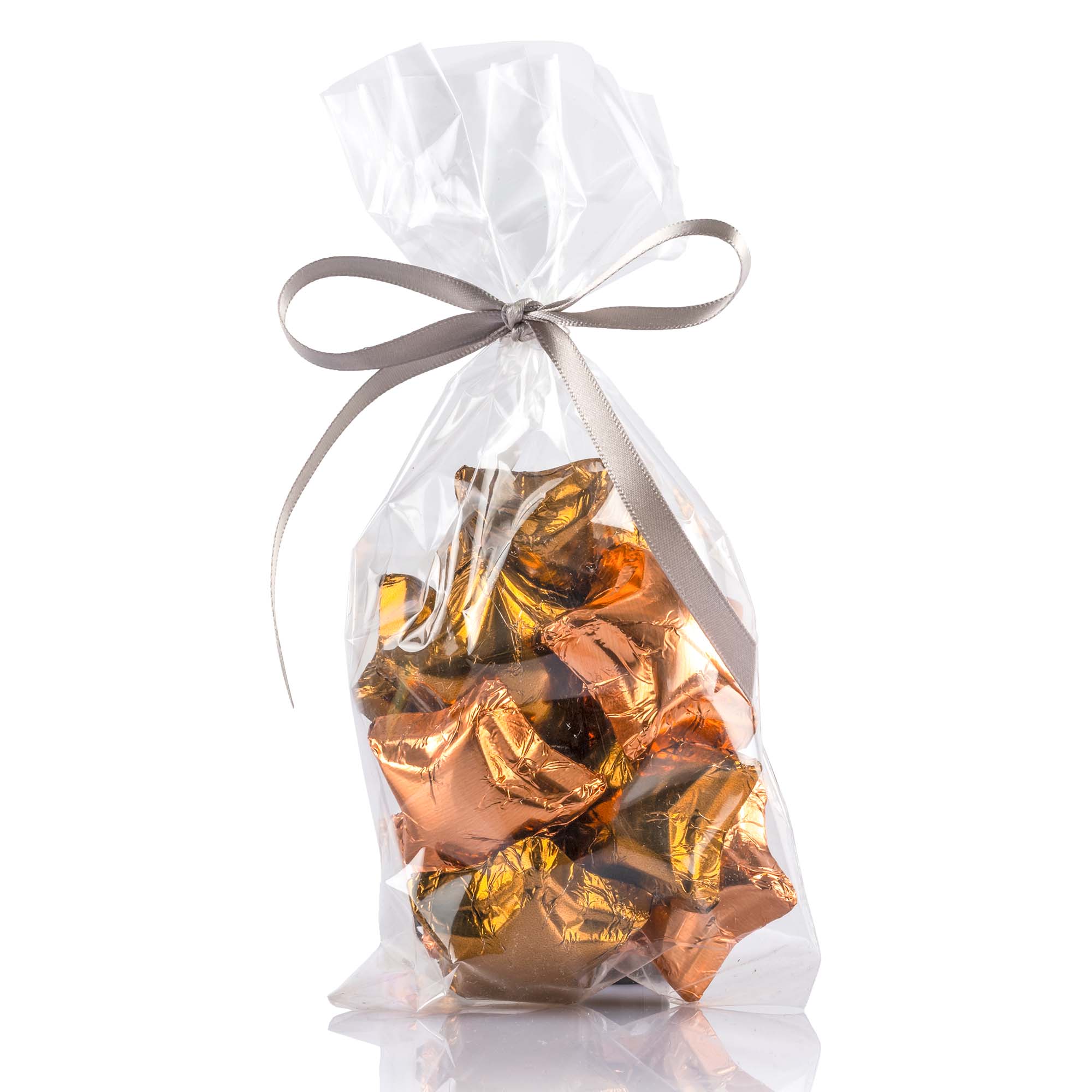 Schokoladensternli gefüllt Kupfertöne im Säckli 10 Stk, 110g