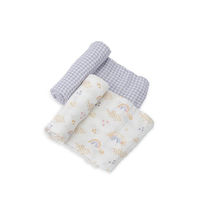 Deluxe Muslin Swaddle 2 Pack - Rainbow Gingham Deluxe Muslin Swaddle 2 Pack - Rainbow Gingham