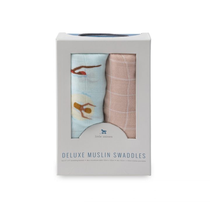 Deluxe Muslin Swaddle 2 Pack - Swim Cap Set