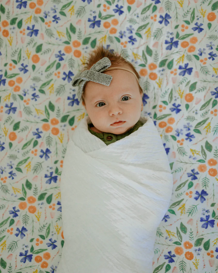 Cotton Muslin Crib Sheet - Mountain Bloom