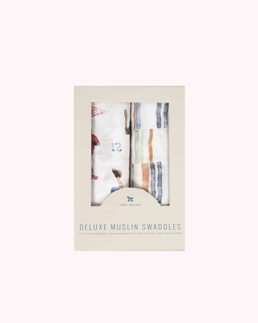 Deluxe Muslin Swaddle 2 Pack - Home Run Deluxe Muslin Swaddle 2 Pack - Home Run