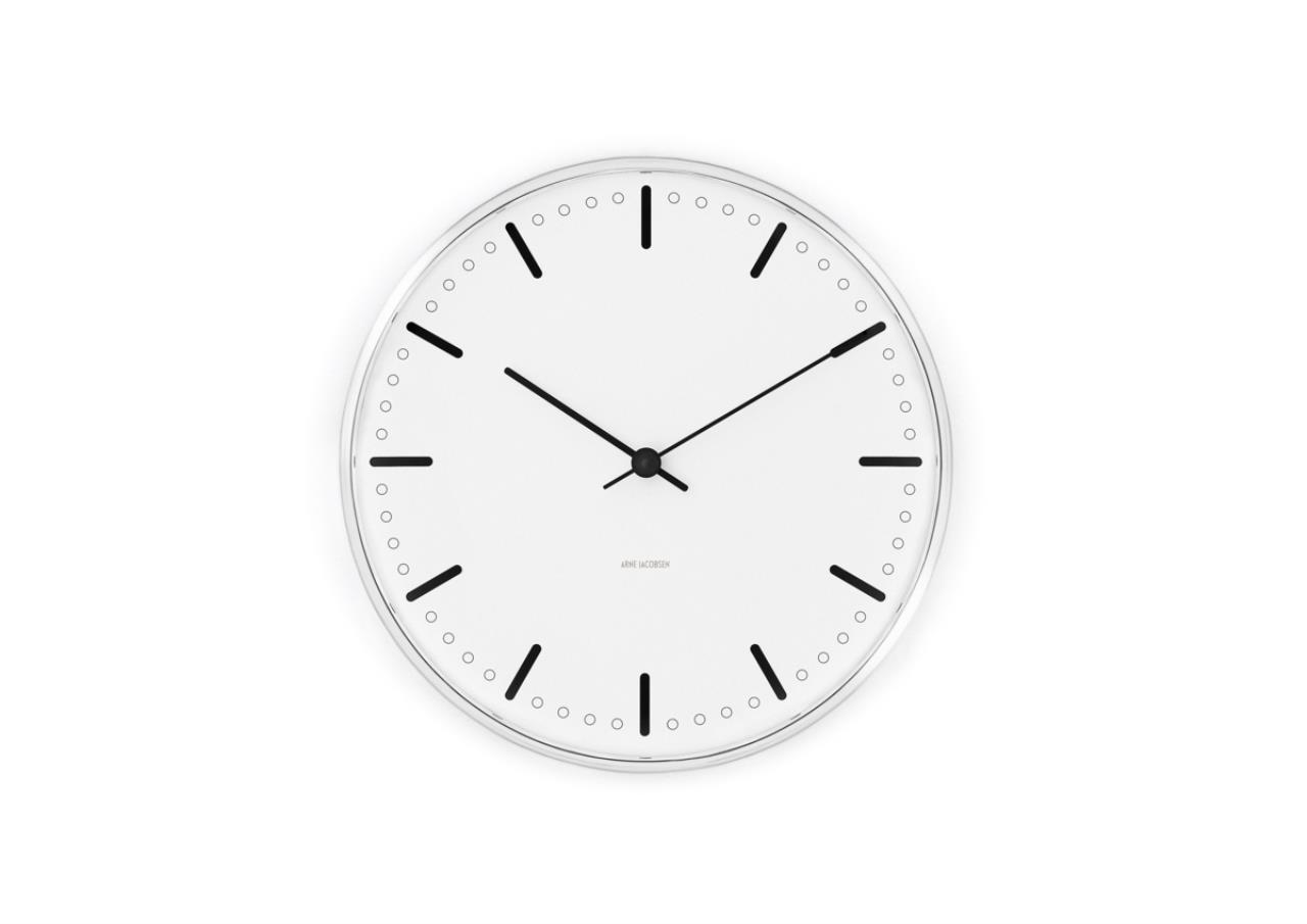 City Hall Wanduhr, 29cm, Weiss/Schwarz
