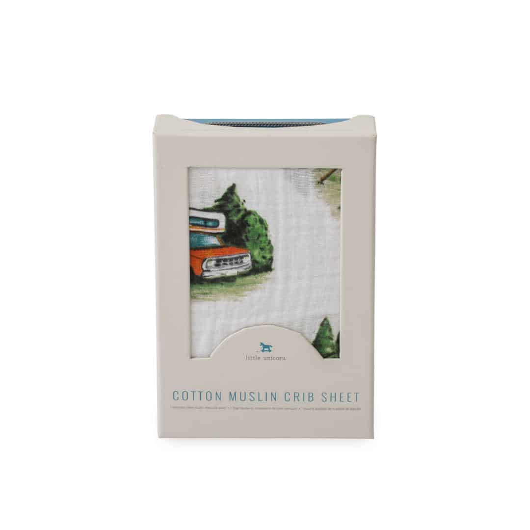 Cotton Muslin Crib Sheet - Happy Camper