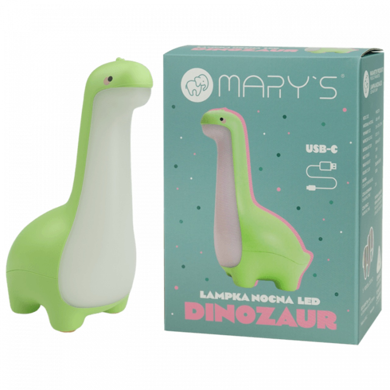 Dinosaurier, LED-Lampe, USB-C, Kinderlampe, Grün